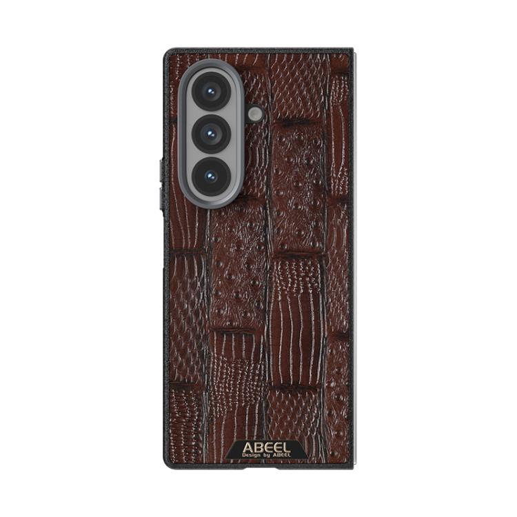 For Samsung Galaxy Z Fold7 5G ABEEL Beast Pattern 6D Micro-Embossed MagSafe Genuine Leather Phone Case