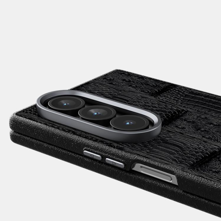 For Samsung Galaxy Z Fold7 5G ABEEL Beast Pattern 6D Micro-Embossed MagSafe Genuine Leather Phone Case