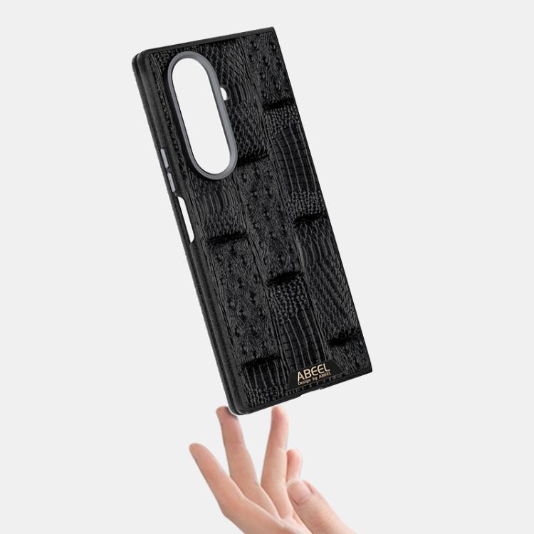 For Samsung Galaxy Z Fold7 5G ABEEL Beast Pattern 6D Micro-Embossed MagSafe Genuine Leather Phone Case