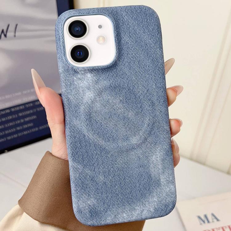 For iPhone 12 / 12 Pro Denim MagSafe Magnetic PC + PU Phone Case