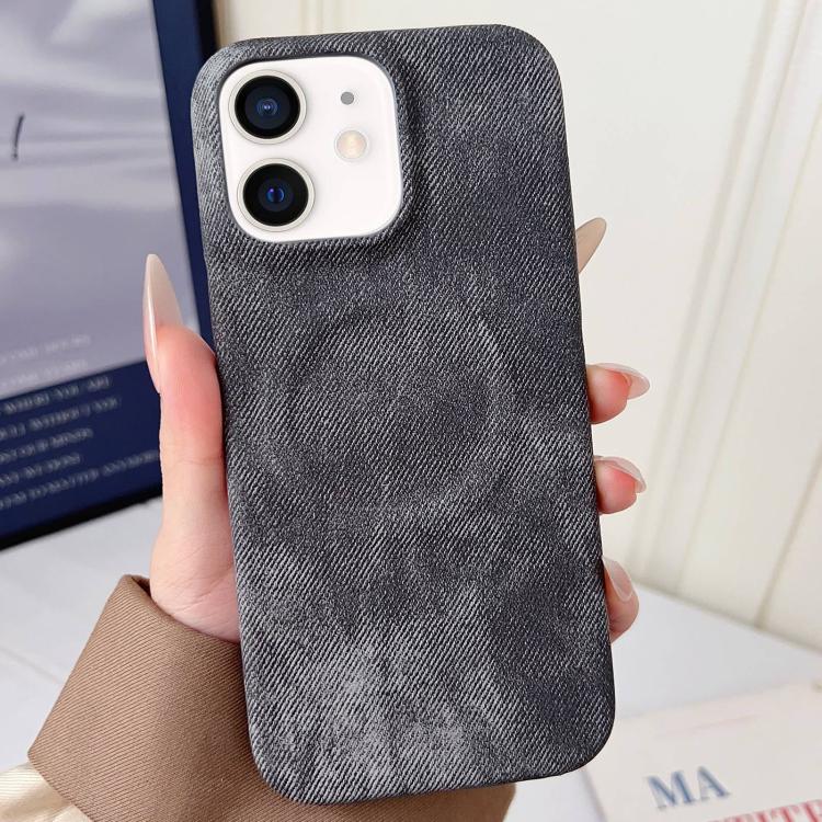 For iPhone 12 / 12 Pro Denim MagSafe Magnetic PC + PU Phone Case