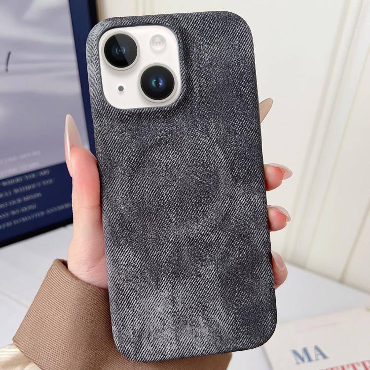 For iPhone 13 Denim MagSafe Magnetic PC + PU Phone Case