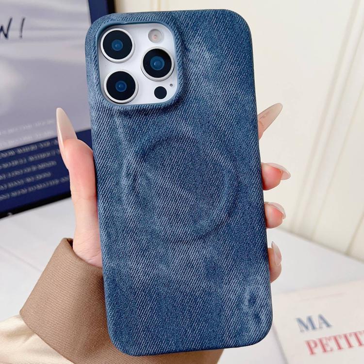 For iPhone 13 Pro Denim MagSafe Magnetic PC + PU Phone Case