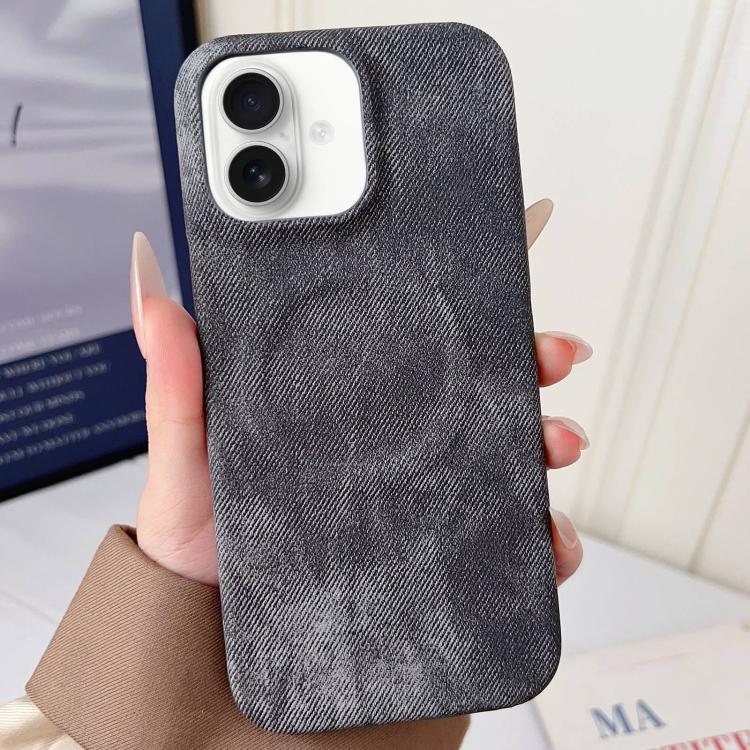 For iPhone 16 Denim MagSafe Magnetic PC + PU Phone Case