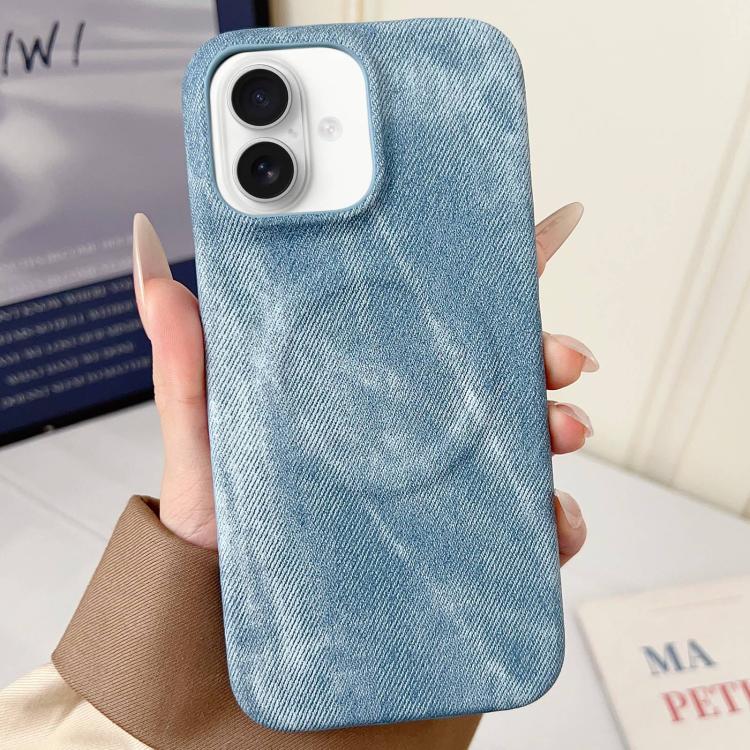 For iPhone 16 Plus Denim MagSafe Magnetic PC + PU Phone Case