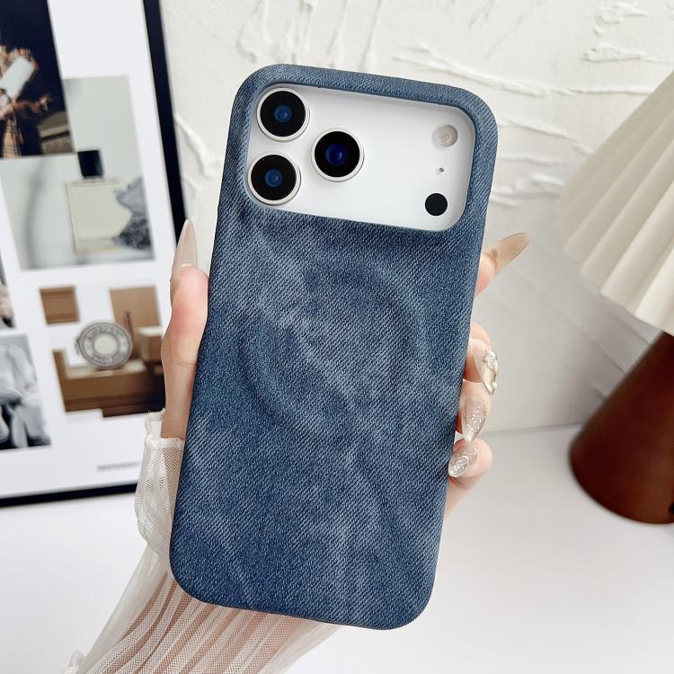 For iPhone 17 Pro Max Denim MagSafe Magnetic PC + PU Phone Case