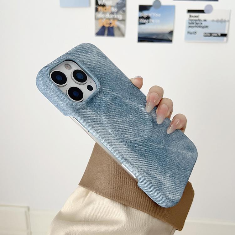 For iPhone 12 / 12 Pro Denim MagSafe Magnetic PC + PU Phone Case