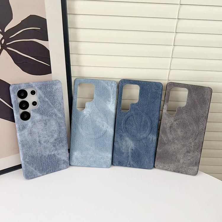 For Samsung Galaxy S23 Ultra 5G Denim MagSafe Magnetic PC + PU Phone Case