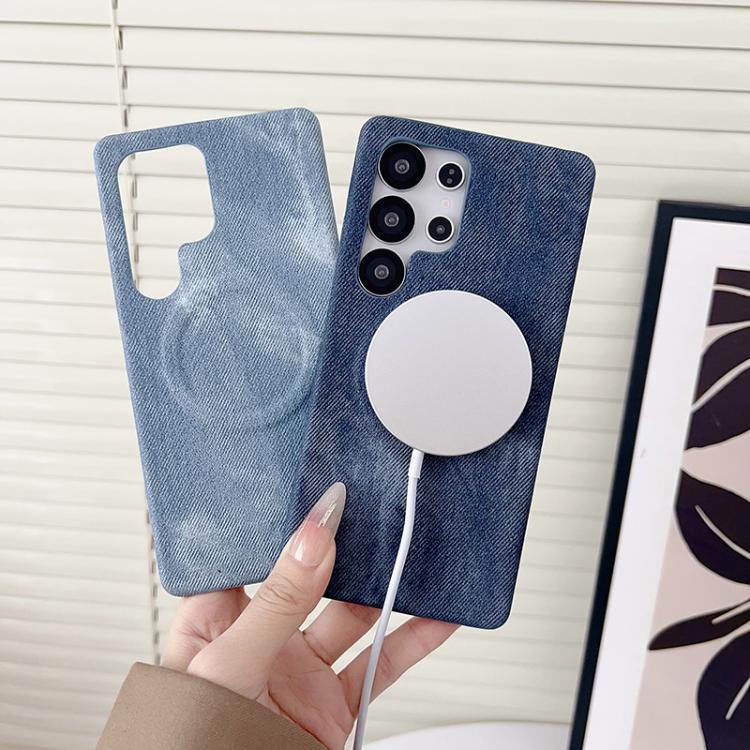 For Samsung Galaxy S25 Ultra 5G Denim MagSafe Magnetic PC + PU Phone Case