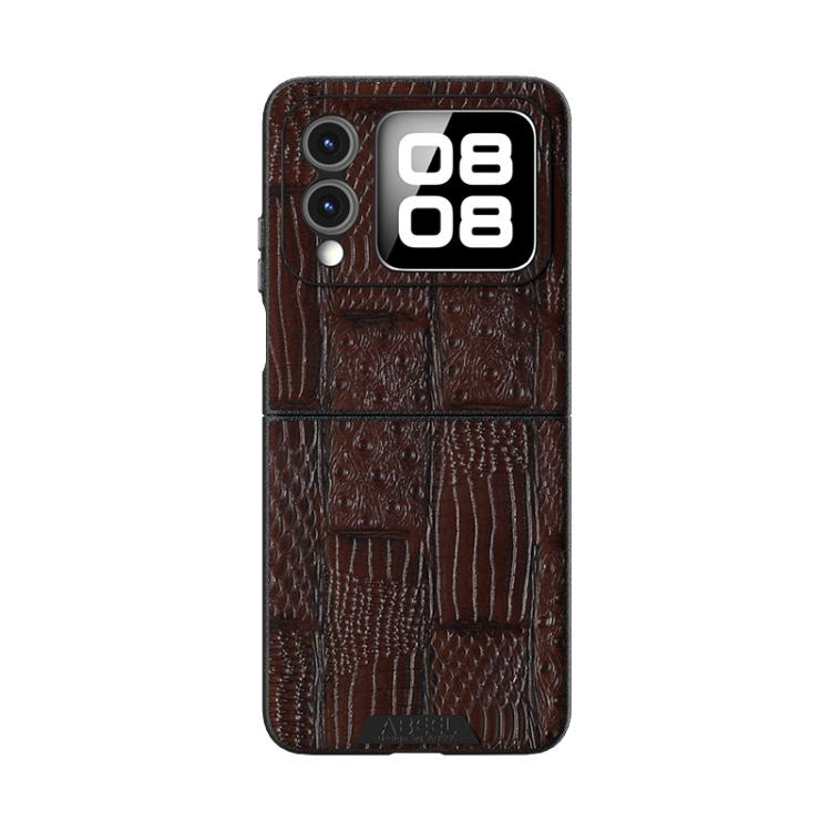 For Huawei nova Flip ABEEL Beast Pattern 6D Micro-Embossed MagSafe Genuine Leather Phone Case