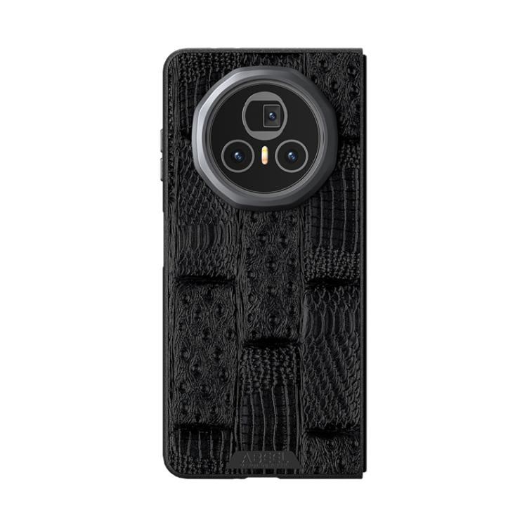For Honor Magic V3 ABEEL Beast Pattern 6D Micro-Embossed MagSafe Genuine Leather Phone Case