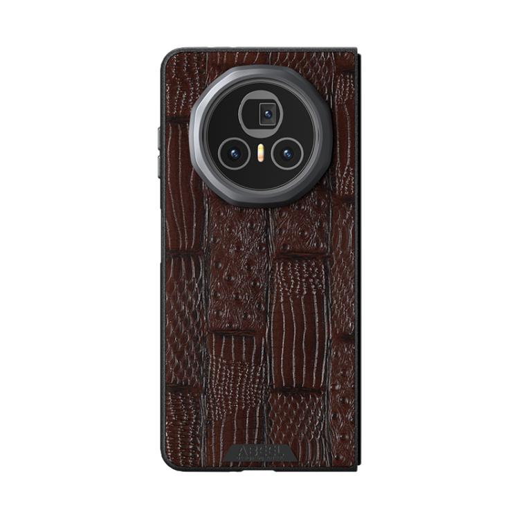 For Honor Magic V3 ABEEL Beast Pattern 6D Micro-Embossed MagSafe Genuine Leather Phone Case