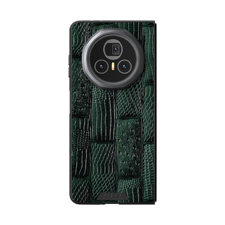 For Honor Magic V3 ABEEL Beast Pattern 6D Micro-Embossed MagSafe Genuine Leather Phone Case