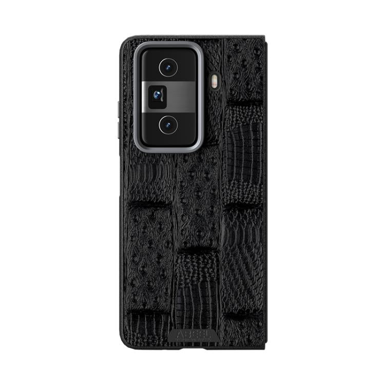 For Honor Magic Vs3 ABEEL Beast Pattern 6D Micro-Embossed MagSafe Genuine Leather Phone Case