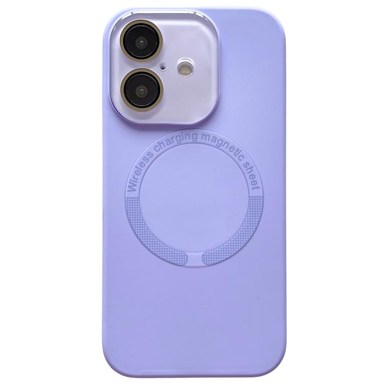 For iPhone 16 Plus Small Window Acrylic Glass Lens MagSafe Silicone Phone Case