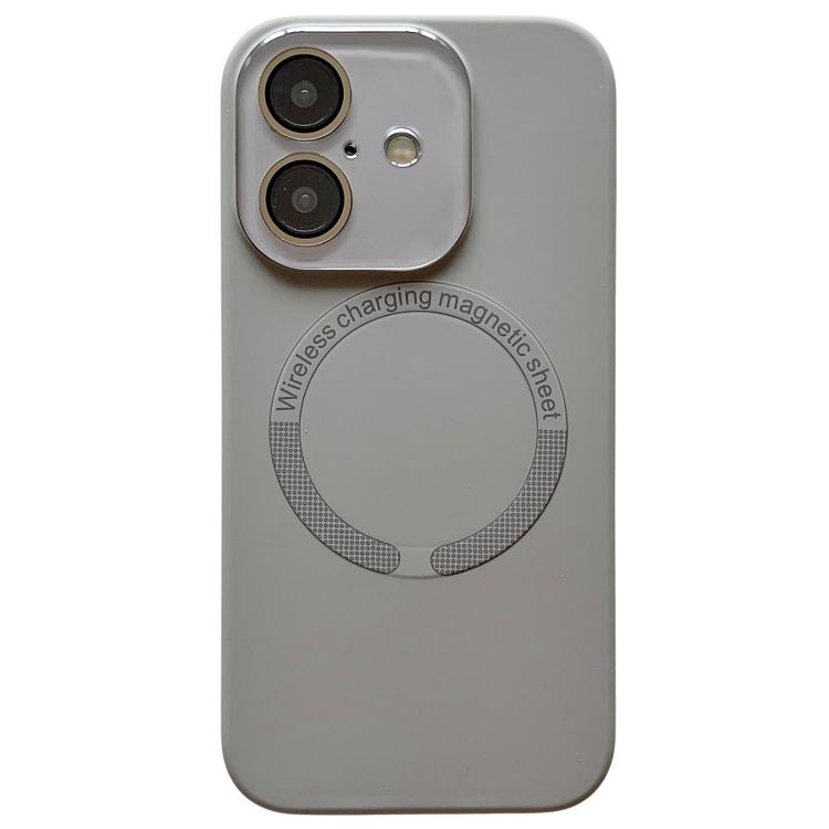 For iPhone 16 Plus Small Window Acrylic Glass Lens MagSafe Silicone Phone Case