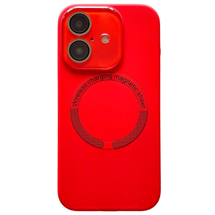 For iPhone 16 Plus Small Window Acrylic Glass Lens MagSafe Silicone Phone Case