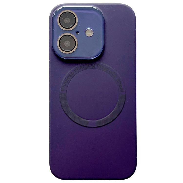 For iPhone 16 Plus Small Window Acrylic Glass Lens MagSafe Silicone Phone Case