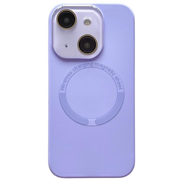 For iPhone 15 Plus Small Window Acrylic Glass Lens MagSafe Silicone Phone Case