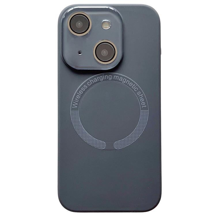For iPhone 15 Plus Small Window Acrylic Glass Lens MagSafe Silicone Phone Case