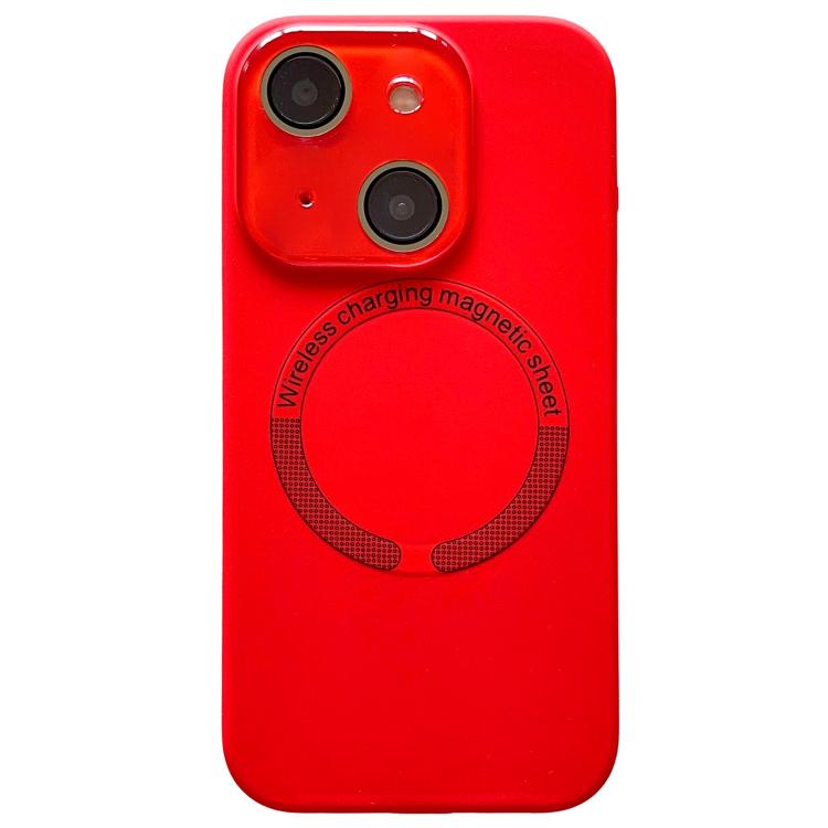For iPhone 13 Small Window Acrylic Glass Lens MagSafe Silicone Phone Case