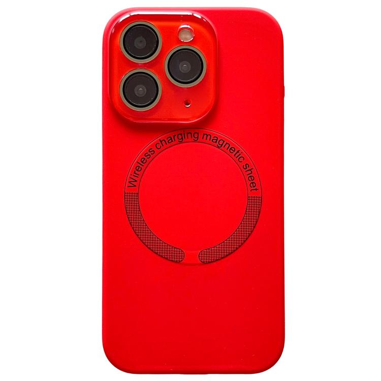 For iPhone 11 Pro Small Window Acrylic Glass Lens MagSafe Silicone Phone Case