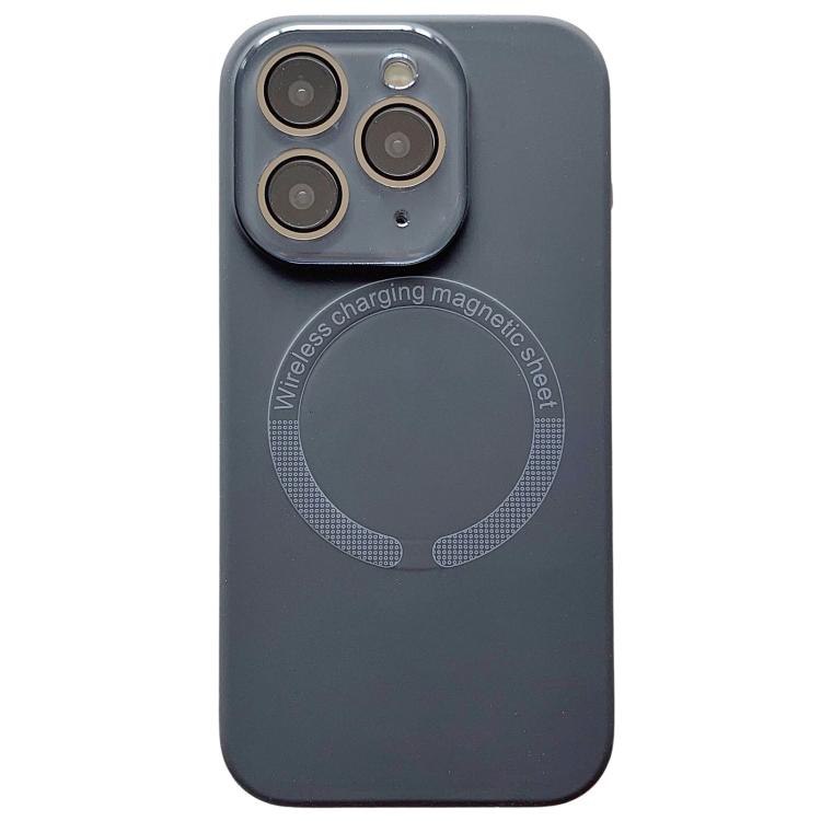 For iPhone 11 Pro Max Small Window Acrylic Glass Lens MagSafe Silicone Phone Case