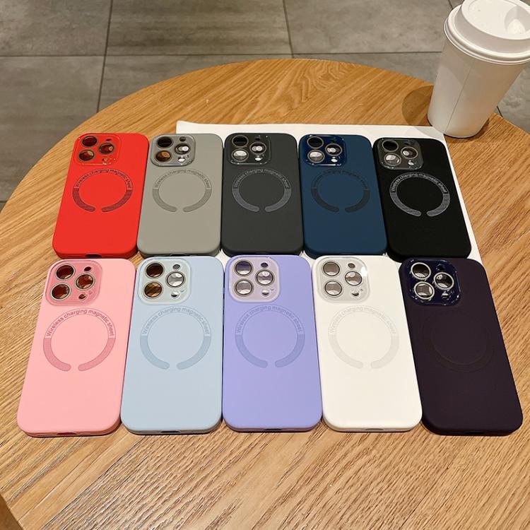 For iPhone 11 Pro Max Small Window Acrylic Glass Lens MagSafe Silicone Phone Case