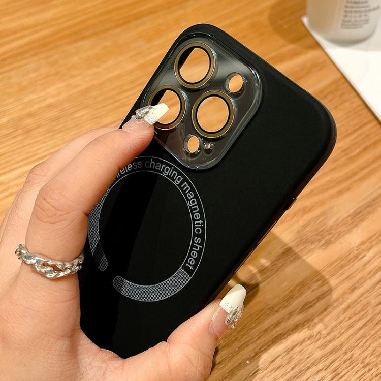 For iPhone 14 Pro Max Small Window Acrylic Glass Lens MagSafe Silicone Phone Case