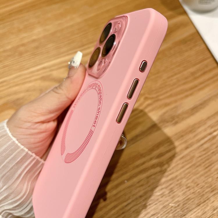 For iPhone 14 Pro Small Window Acrylic Glass Lens MagSafe Silicone Phone Case