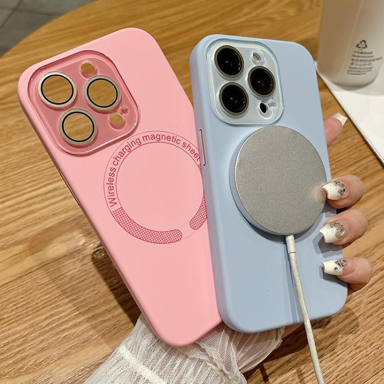 For iPhone 16 Pro Max Small Window Acrylic Glass Lens MagSafe Silicone Phone Case