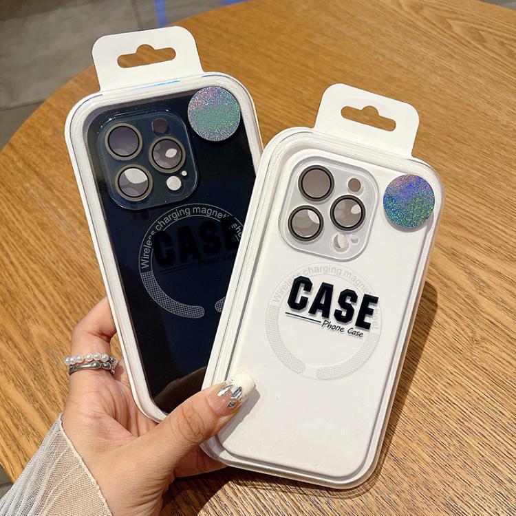 For iPhone 15 Pro Max Small Window Acrylic Glass Lens MagSafe Silicone Phone Case