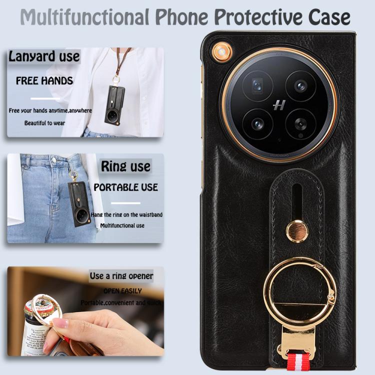 For OPPO Find N6 Wristband Leather Back Phone Case