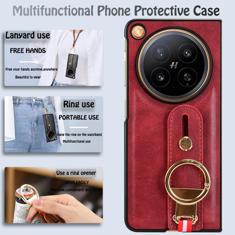 For OPPO Find N6 Wristband Leather Back Phone Case