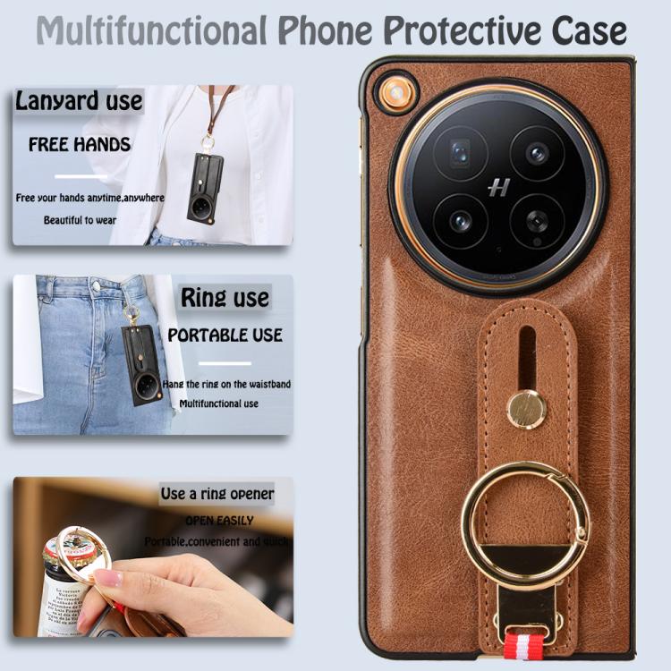 For OPPO Find N6 Wristband Leather Back Phone Case