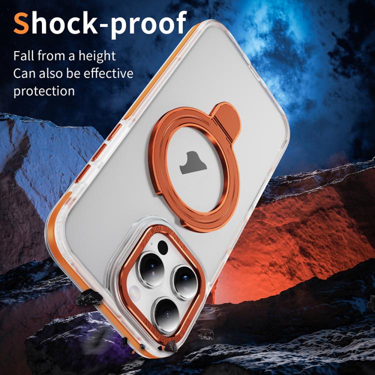For iPhone 16 Pro Max Two Color TPU Hybrid Acrylic MagSafe Magnetic Holder Phone Case