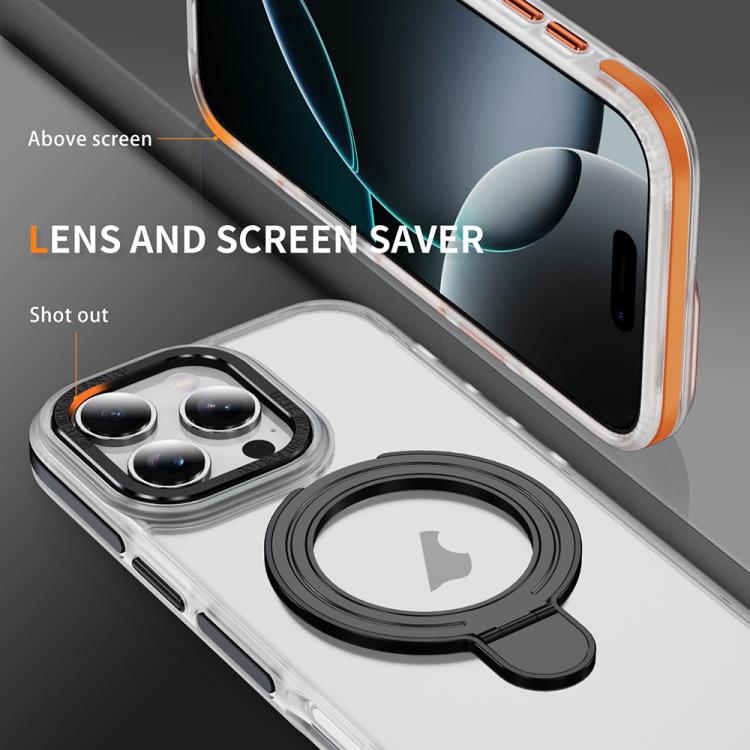 For iPhone 16 Pro Max Two Color TPU Hybrid Acrylic MagSafe Magnetic Holder Phone Case