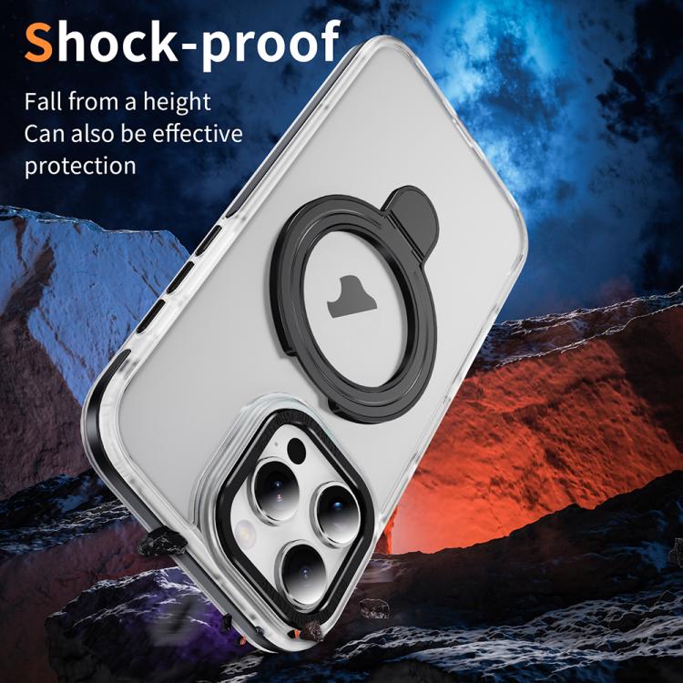 For iPhone 16 Pro Max Two Color TPU Hybrid Acrylic MagSafe Magnetic Holder Phone Case