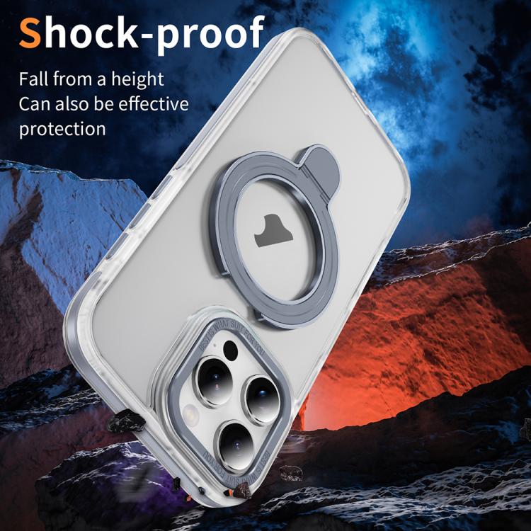 For iPhone 16 Pro Max Two Color TPU Hybrid Acrylic MagSafe Magnetic Holder Phone Case