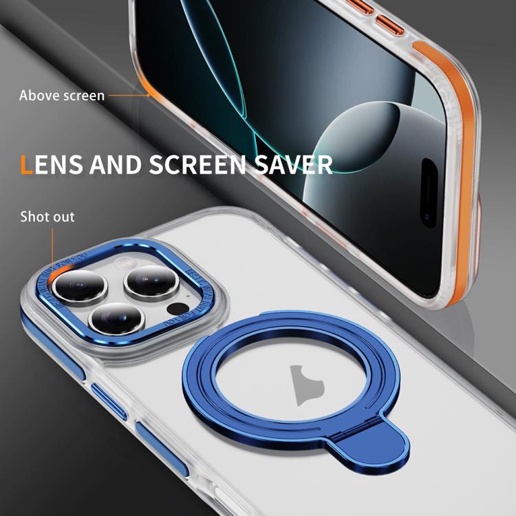 For iPhone 16 Pro Max Two Color TPU Hybrid Acrylic MagSafe Magnetic Holder Phone Case
