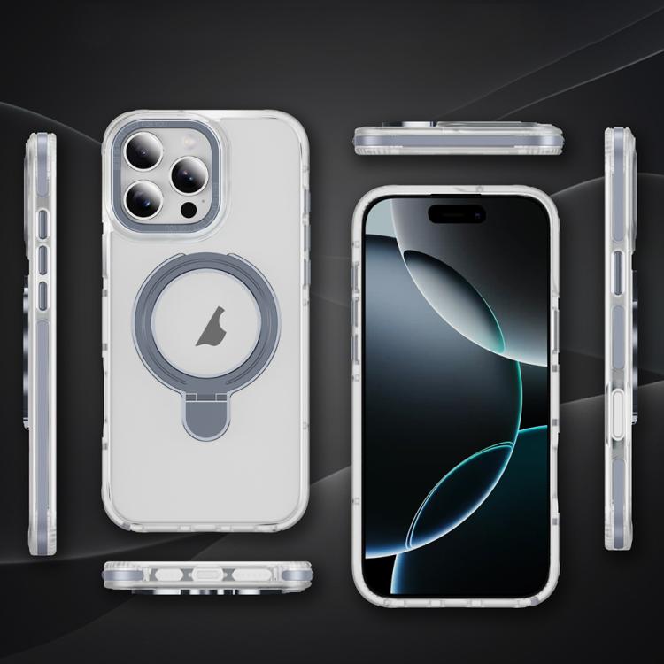 For iPhone 16 Pro Two Color TPU Hybrid Acrylic MagSafe Magnetic Holder Phone Case