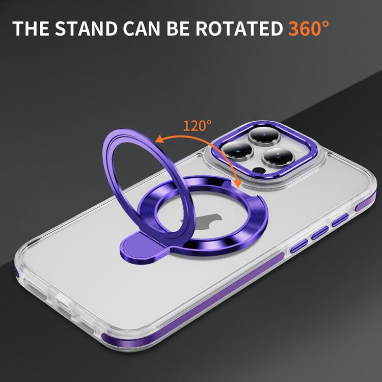 For iPhone 16 Pro Two Color TPU Hybrid Acrylic MagSafe Magnetic Holder Phone Case
