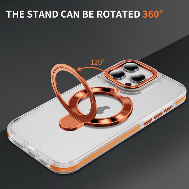 For iPhone 16 Two Color TPU Hybrid Acrylic MagSafe Magnetic Holder Phone Case