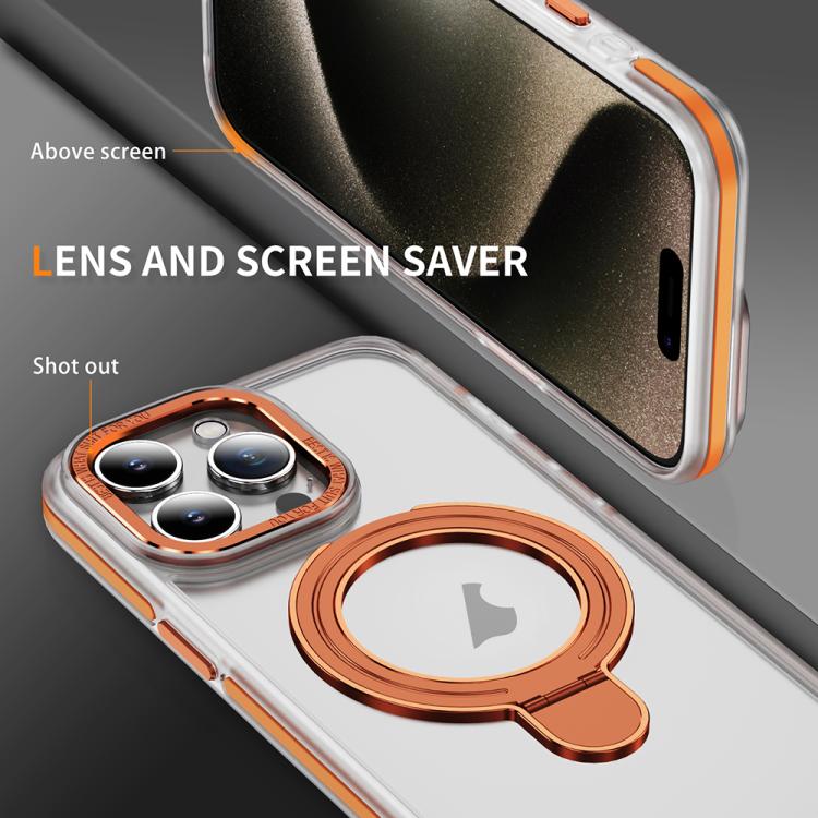 For iPhone 15 Pro Max Two Color TPU Hybrid Acrylic MagSafe Magnetic Holder Phone Case