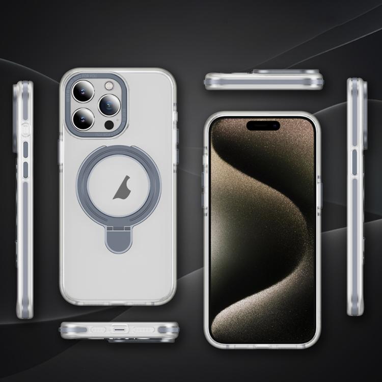 For iPhone 15 Pro Max Two Color TPU Hybrid Acrylic MagSafe Magnetic Holder Phone Case