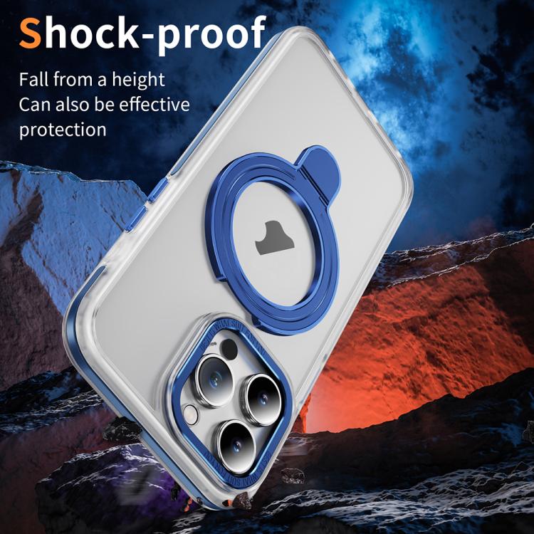 For iPhone 15 Pro Max Two Color TPU Hybrid Acrylic MagSafe Magnetic Holder Phone Case