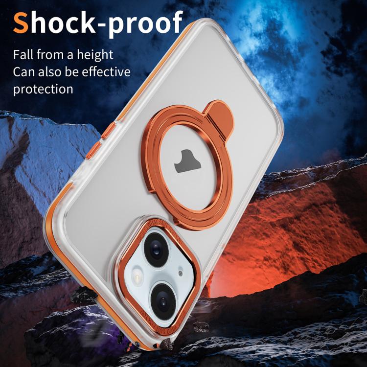 For iPhone 14 Plus Two Color TPU Hybrid Acrylic MagSafe Magnetic Holder Phone Case