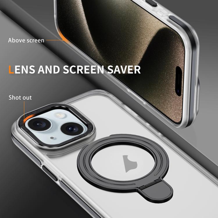 For iPhone 14 Plus Two Color TPU Hybrid Acrylic MagSafe Magnetic Holder Phone Case