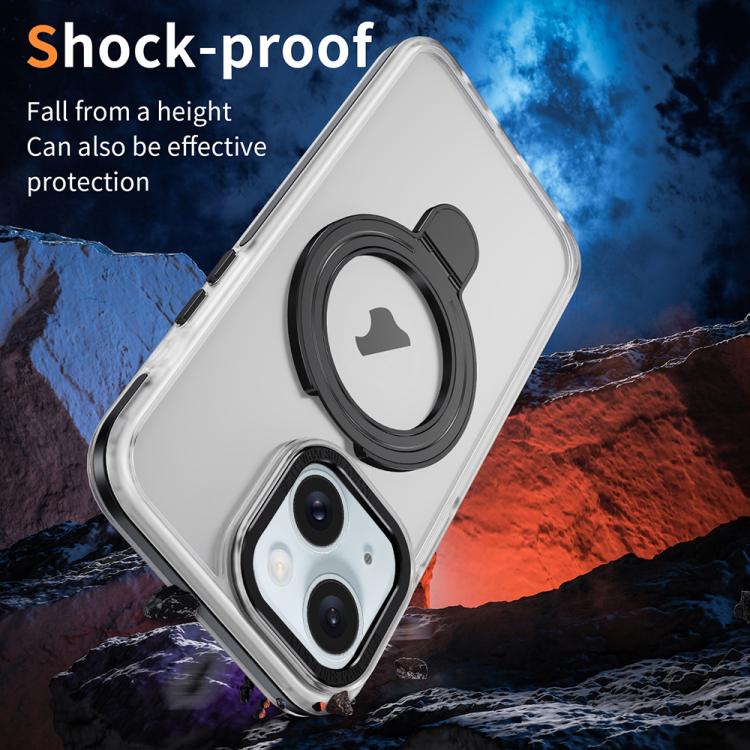 For iPhone 14 Plus Two Color TPU Hybrid Acrylic MagSafe Magnetic Holder Phone Case