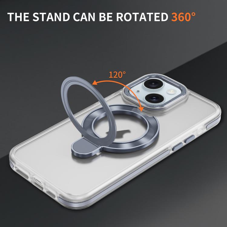 For iPhone 14 Plus Two Color TPU Hybrid Acrylic MagSafe Magnetic Holder Phone Case